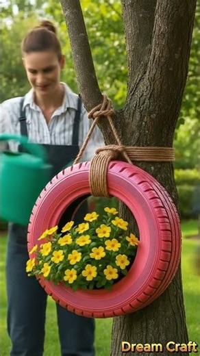 Tire Swing or Hanging Planter? Why Not Both! 🛞🌸