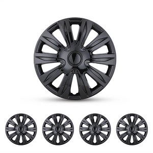 4Pcs Set 15 inch Universal Hubcaps,Wheel Covers Fit R15 Tire & Steel Rim,Snap on Car Truck SUV,ABS PC Material,Black Lacquer
