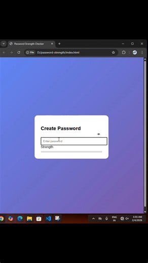 Password Strength Checker using HTML CSS JavaScript ‪@CodeWithHarry‬ #coding #frontendcourse