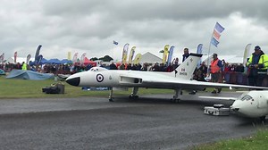The Vulcan taxiing to the runway at today's Large Model Air Show at Cosford, piloted by Large Model Association Chairman Dave Johnson. The Vulcan will be back again tomorrow for two displays alongside the Victor and Valiant. Tickets available on the gate £10 per person, accompanied under 16's are free. | The Royal Air Force Museum Midlands