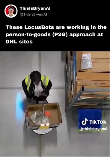 Locus Robotics' autonomous mobile robots collaborate effortlessly with human workers. Using a person-to-goods (P2G) system, these AMRs fetch items for workers handling picking or putaway tasks. Currently, Locus robots are in operation at over 35 DHL-managed sites worldwide and have recently achieved 500 million picks. 🎥: @locusrobotics For more AI content: Follow 👉🏻 @ThisIsBryanAI
