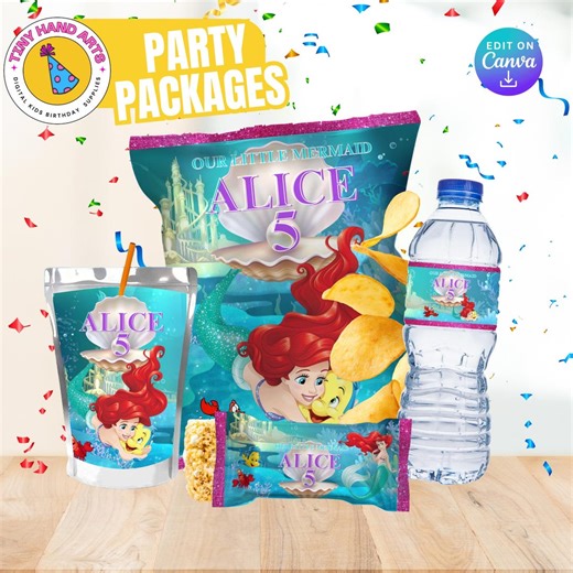 Mermaid Birthday Party Package: Printable Party Labels (digital File Only) - Etsy