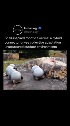 Technology on Instagram: "Snail-inspired robotic swarms: A hybrid tensegrity connector drives collective adaptation in unstructured outdoor environments Inspired by the resilient and adaptive locomotion of snails, a new generation of robotic swarms integrates a hybrid tensegrity-based connector system to navigate and adapt collectively in unstructured outdoor terrains. This bioinspired design allows each unit in the swarm to deform and redistribute forces efficiently, enhancing the group’s abili