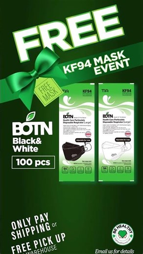FREE MASK ALERT 🚨 BOTN KF94 3D Large (Black & White)
