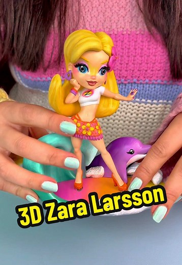 3D printing some Zara Larsson fanart 💖 I love the idea of her as the Lisa Frank surfer girl so I decided to make it! @Zara Larsson I pulled inspo from some incredible artists, particularly: Skirt: @Paul Aarøn knitwear Makeup: @Sophia Sinot Her pose is supposed to be giving lush life dance and I of course had to add a symphony dolphin 🐬 #zaralarsson #lisafrank #3dprinting