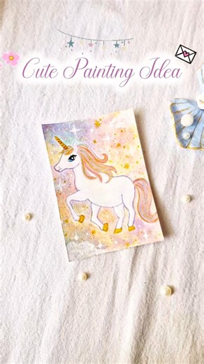 Cute Mini Painting Idea 🦄 #paintingideas #minipainting #cuteart #aestheticart #art #unicorn #shorts