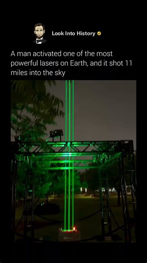 Look Into History on Instagram: "This laser is so powerful it can fire a visible beam 11 miles into the sky — and only six of them exist on the entire planet 🔥🌌 Running at 500 watts, it blends red, green, and blue diodes into a beam bright enough to cut through the atmosphere and stay visible from miles away. That level of precision needs perfect alignment, insane power density, and cooling systems you'd normally see in research labs. Only one of these lasers is in the US, with the rest scatte