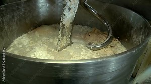 Kneading the dough in a kneading machine