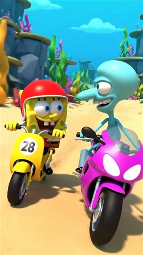 Spongebob motorcycle race with squidward part 2 #spongebobmemes