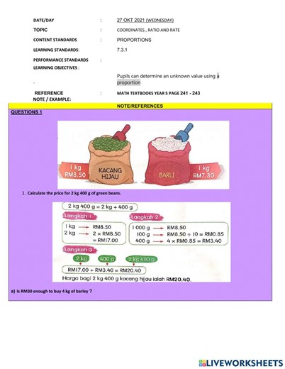 Ratio free online activity