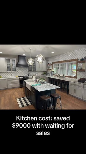 Building a kitchen and the cost: we quoted cabinets/countertops at a few different places. We loved the cardell line at menards and decided to go with them. Originally quoted $20k for cabinets, approx $5k for counters and $3500 to install cabinets. Being the GCs we waited until cabinets had a sale and got 20% off! Then we used 11% rebate to put on counter tops. We saved $3500 in labor by doing it ourselves. #buildingahouse #barndominiumliving #barndominium #foryou #fyp #fypシ #barndo #farmhouse #