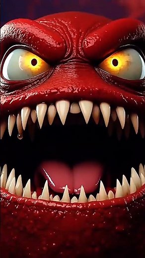 "Scary Red Monster Animation | Creepy 3D Cartoon Character Close-Up | Horror Face"