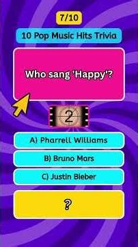 Pop Music Hits Trivia Challenge. Can You Answer These 10 Music Questions. ABC Quiz.