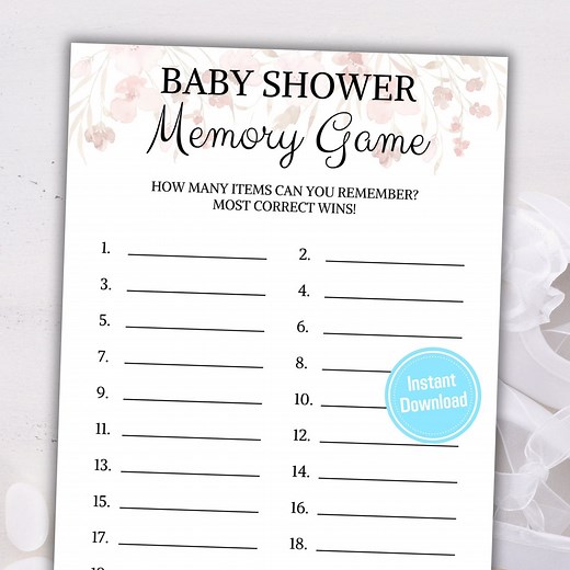 Baby Shower Memory Game | Baby Item Memory Game | Guess the Items Card | Minimalist Baby Shower Game Printable | Instant Download - Etsy