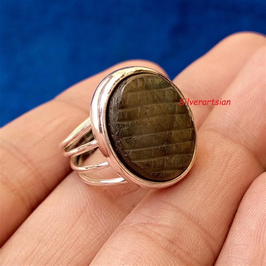 Natural Labradorite 925 Sterling Silver Jewelry | Handmade Blue Flash Gemstone Gift, Designer Ring, Gift for Christmas - Etsy