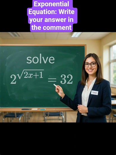 Exponential Equation: Write your answer in the comment #maths #solvingquadraticequations #viral