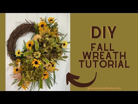 How to Make a Fall Wreath for Doors - DIY Fall Grapevine Wreath Tutorial - Grace Monroe Home