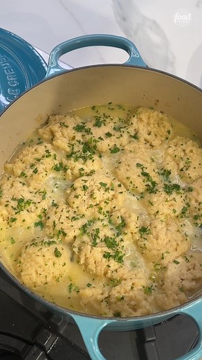 Nothing's more inviting than this steaming bowl of chicken and dumplings! Thanks to one humble ingredient, you can enjoy this comfort food at its *gluten-free* finest 😌💯 Get the recipe: https://foodtv.com/3uxif8u | Food Network