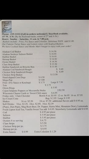 157 west A street. 541-259-3333. Open 11am-7pm Find us on DoorDash | Fish Express Lebanon Oregon