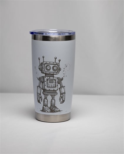 20 Oz Retro Robot Laser Engraved Tumbler | Sci-fi Robot Fan Cup | Custom Color | Yeti or Yeti Style Stainless Steel - Etsy