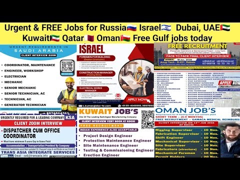 Urgent & FREE Jobs for Russia🇷🇺 Israel🇮🇱 Dubai, UAE🇦🇪 Kuwait🇰🇼 Qatar🇶🇦 Oman🇴🇲 Free Gulf jobs today