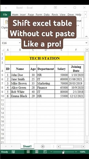 Move Excel Table Without Cut & Paste | Shift Key Dragging Trick