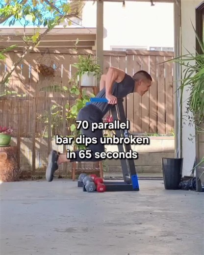 Great afternoon sunny San Diego! Today, I give you 70 parallel bar dips unbroken in 65 seconds at 45 years young! Thank you for the time, good health, and strength to staying fit! Isaiah 40:31 KJV But they that wait upon the Lord shall renew their strength; they shall mount up with wings as eagles; they shall run, and not be weary; and they shall walk, and not faint. #tricep #dips #calisthenics #fitness #chest