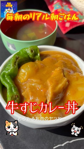 「牛すじカレー丼」 #牛すじ #料理 #まいにちごはん #朝ごはん #cooking #簡単レシピ #自炊 #レシピ動画 #おうちごはん #朝丼 #料理動画 #節約料理 #牛すじカレー #赤札