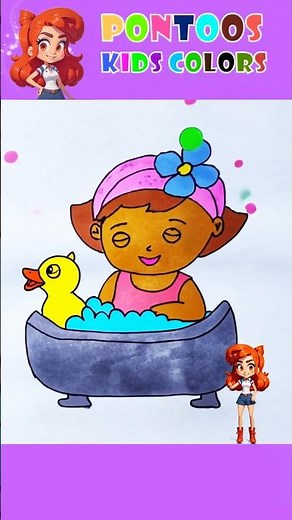 Can u wash my hair 🌈💦 #bathsong #kidssong #nurseryrhymes #shortfeed #color #draw #shorts #ytshorts