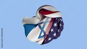Crumpled Fabric Flag of Usa and Israel Intro. USA Flag. Israel Flag Oriental Flags, North America Flags. Celebration. Flag Day. Patriots. Realistic Animation 4K. Surface Texture. Background Fabric.
