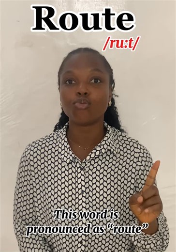 Anuoluwapo Morufat Nofiu on Instagram: "In British English, the word route is pronounced /ruːt/, like the word ‘root’ 🌱. In American English, it can be pronounced /ruːt/ or /raʊt/, depending on the region. Route means a path, way, or course you take to get from one place to another. Example: This is the fastest route to the station. #route#pronunciation#dictionwithanu#dictioninstitute#learnenglish#sayitright#viralvideo"