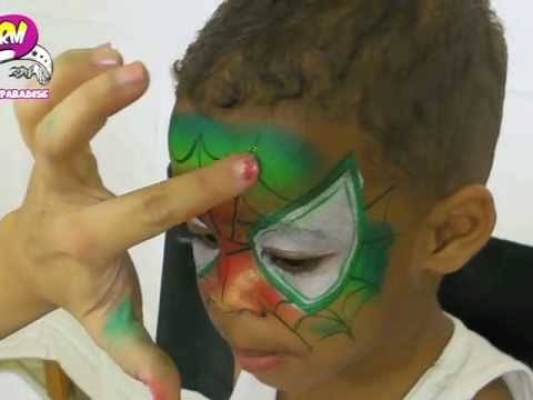 Holiday Spiderman Face Painting Step-by-Step