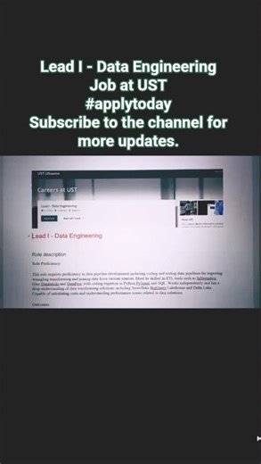 Lead Data Engineer Hiring | Python PySpark SQL | Apply Now #job #jobsearch #short #trending