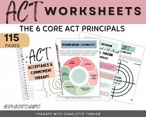 ACT Worksheet Bundle, Acceptance and Commitment Therapy, ACT Metaphors Flashcards, Cognitive Defusion, Act Cheat Sheet, ACT Therapy Tools - Etsy