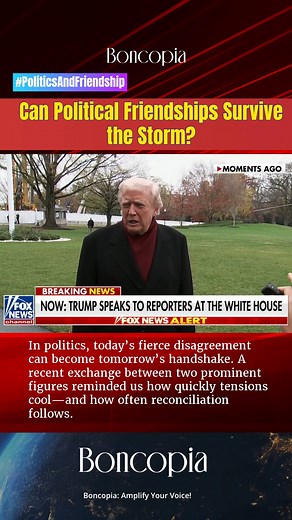 17K views · 69 reactions | In politics, today’s fierce disagreement can become tomorrow’s handshake. A recent exchange between two prominent figures reminded us how quickly tensions cool—and how often reconciliation follows. One day it’s public friction, the next it’s “we’ll get along great.” It’s a pattern we’ve seen before across the political spectrum. | Boncopia | Facebook
