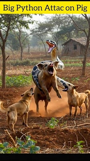 A Big Python Attack On Pig 🥵🥵🥵 #shorts #python #pig
