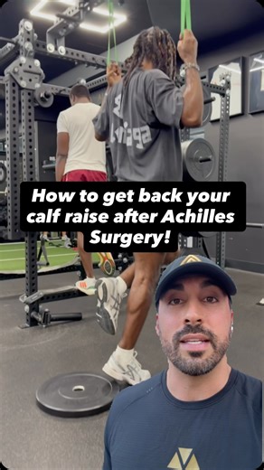 𝗗𝗿 𝗦𝗵𝗮𝗿𝗶𝗳 𝗧𝗮𝗯𝗯𝗮𝗵 𝗗𝗣𝗧, 𝗖𝗦𝗖𝗦 on Instagram: "The hardest part about Physical Therapy after an Achilles reconstruction surgery is restoring a full range single calf raise at bodyweight. That’s exactly what we’re working on here with @bryce.4 of @nygiants Typically people will first restore strength at the bottom of the range of motion, allowing them to get to heal a few inches off the ground, but they can’t get the full top end range of motion. Here’s a drill that we like to do