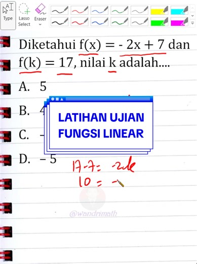 latihan ujian fungsi fx #latihansoalmatematika #bahassoalmatematika #matematikasmp #fungsilinear