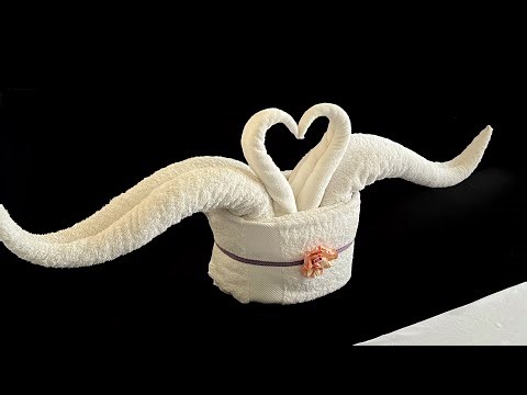 TOWEL FOLDING SWAN EASY TUTORIAL - TOWEL ART / TOWEL ORIGAMI / TOWEL ANIMAL