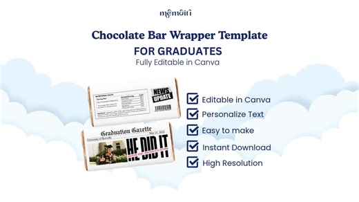 Graduation Chocolate Bar Wrapper Template: Editable Newspaper Design (digital Download, Canva Template) - Etsy