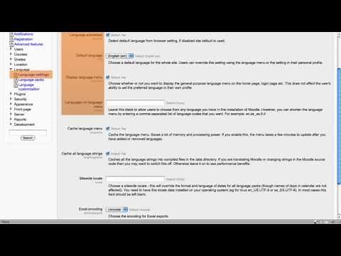 Moodle 2 Administration Language settings