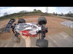 Arrma Typhon 3s blx "FIRST BIG AIR/MUD BASH!" and How fast is it??