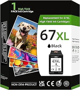 InkSpirit 67xl Ink Cartridge Replacement for HP 67 67XL Black for DeskJet 2700 2725 2752 2755 2732 Plus 4100 4152 4155 4140 for Envy 6000 6055 6052 Pro 6400 6452 6455 (1 Pack)