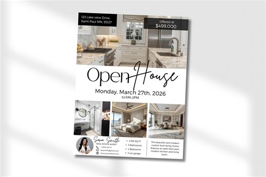 Open House Flyer Real Estate Template, Realtor Canva Template - Etsy