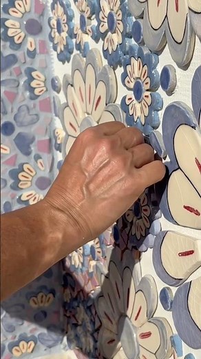 Stunning Floral Wall Mosaic Transformation ✨ #mosaic #wallart #diy