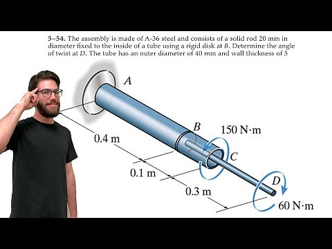 The assembly is made of A-36 steel. Determine the angle of twist at D - 5-54
