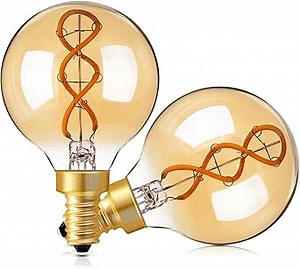 Genixgreen Dimmable LED Candelabra Bulb,Amber E12 LED Bulb Decorative Light Bulbs Antique Style G16.5 Filament for Chandelier Ceiling Fan,25 Watt Equal 3W,Soft White 2200K,180LM,2 Pack