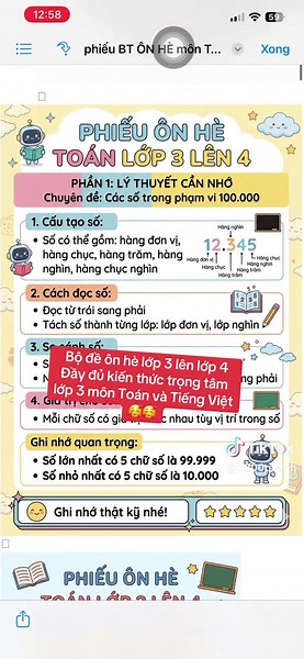 Phiếu bài tập ôn hè lớp 3 lên 4 đầy đủ môn Toán và Tiếng Việt. Bme ib cho cô để nhận file nào #cogiaogenz #giaovientieuhoc #xuhuong #ToanTV