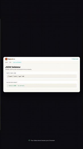 JSON Validator — Free Online Tool | TinyTool.cc