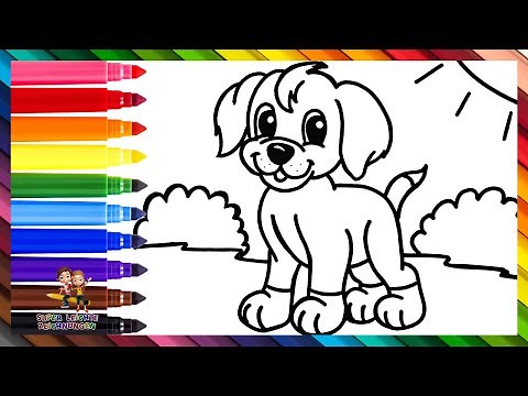 Wie man einen Hund zeichnet 🐶 Zeichnen und Ausmalen eines süßen Welpen 🐕🐾🦴🌈 Zeichnungen für Kinder
